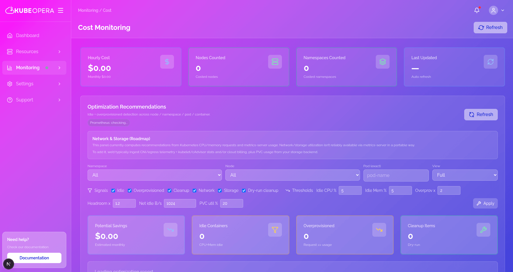 Operations timeline view